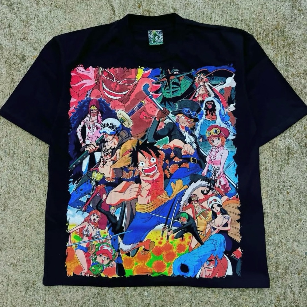 One Piece Anime Black Graphic T-Shirt